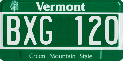 VT license plate BXG120