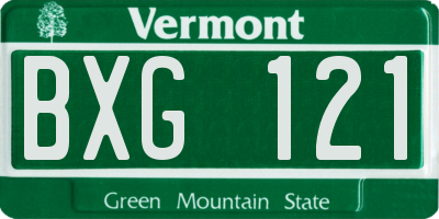 VT license plate BXG121
