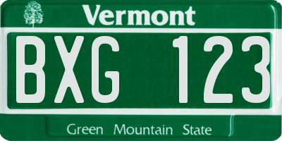 VT license plate BXG123