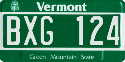 VT license plate BXG124