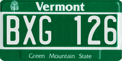 VT license plate BXG126