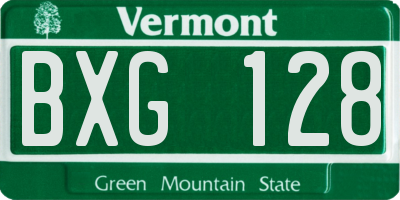 VT license plate BXG128
