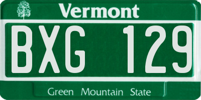 VT license plate BXG129