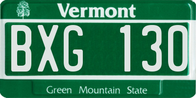 VT license plate BXG130