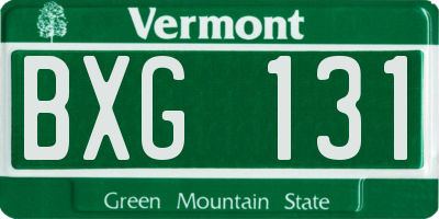 VT license plate BXG131