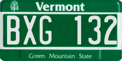VT license plate BXG132