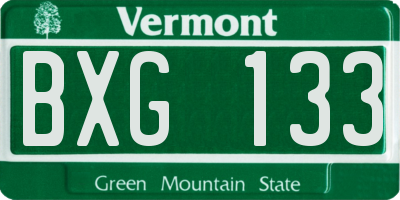 VT license plate BXG133