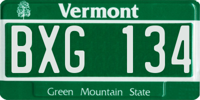 VT license plate BXG134