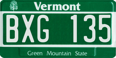 VT license plate BXG135