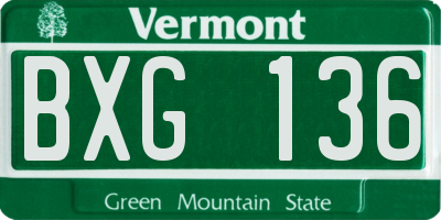 VT license plate BXG136