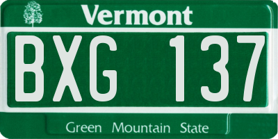 VT license plate BXG137