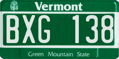VT license plate BXG138