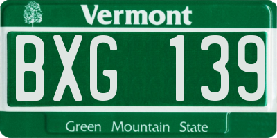 VT license plate BXG139