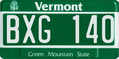 VT license plate BXG140