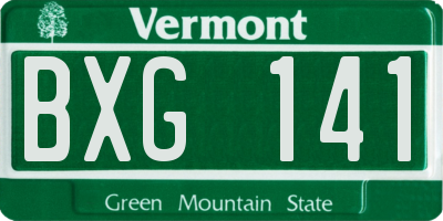 VT license plate BXG141