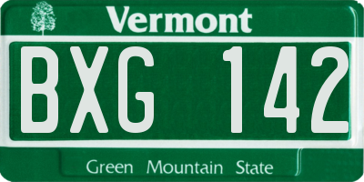 VT license plate BXG142