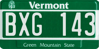 VT license plate BXG143