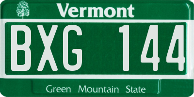 VT license plate BXG144