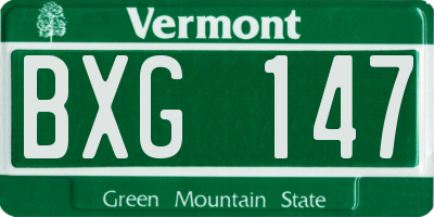 VT license plate BXG147