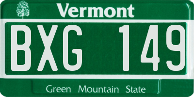 VT license plate BXG149