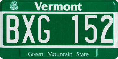 VT license plate BXG152