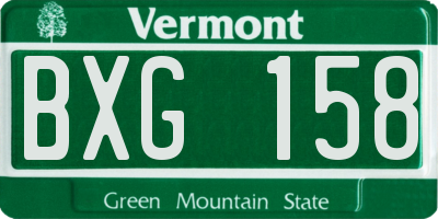 VT license plate BXG158