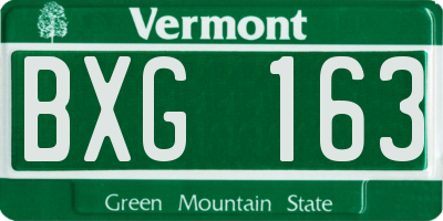VT license plate BXG163