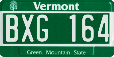 VT license plate BXG164