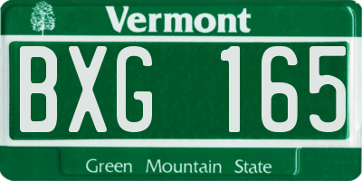 VT license plate BXG165