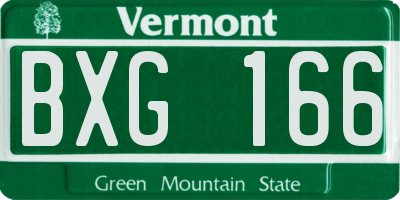 VT license plate BXG166