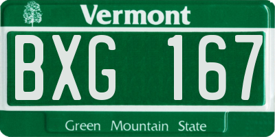VT license plate BXG167