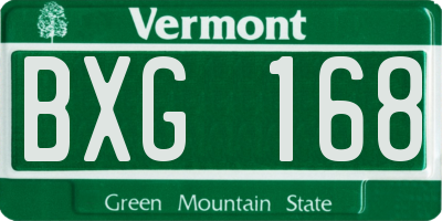 VT license plate BXG168