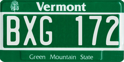 VT license plate BXG172