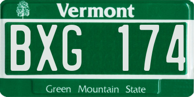 VT license plate BXG174