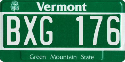 VT license plate BXG176