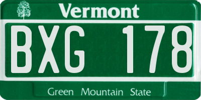 VT license plate BXG178
