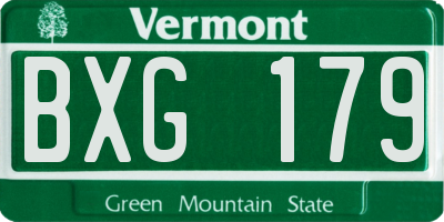 VT license plate BXG179