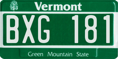 VT license plate BXG181