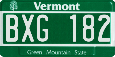VT license plate BXG182