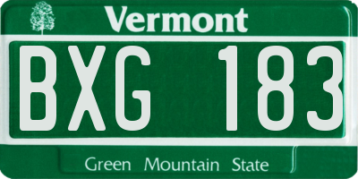 VT license plate BXG183