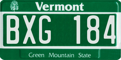 VT license plate BXG184