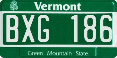VT license plate BXG186