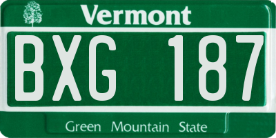VT license plate BXG187