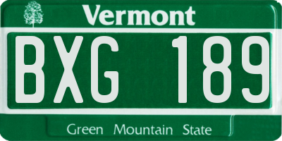 VT license plate BXG189