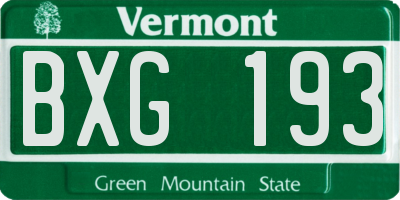 VT license plate BXG193