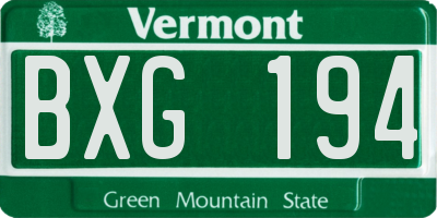 VT license plate BXG194