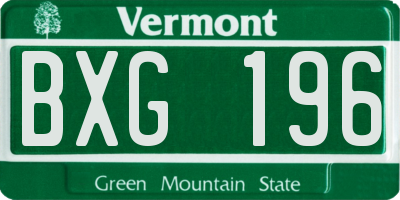 VT license plate BXG196