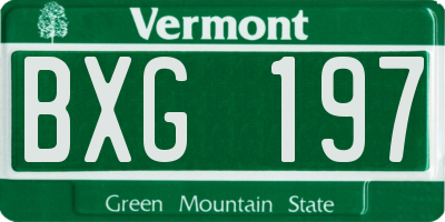 VT license plate BXG197