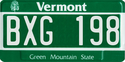 VT license plate BXG198