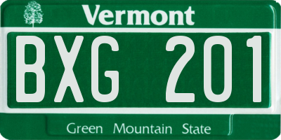 VT license plate BXG201